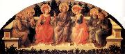 Fra Filippo Lippi, Sts Francis,Lawrence,Cosmas or Damian,John the Baptist,Damian or Cosmas,Anthony Abbot and Peter